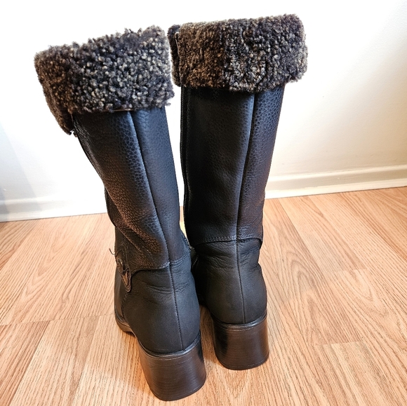 Anfibio Women's Moto Mid Calf Leather Biker Square Toe Black Boho Boots Size 37. - Picture 14 of 15